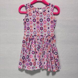 Girls Dress Size 12/24 Months Tank Pink Multi Color Circles New With Tags